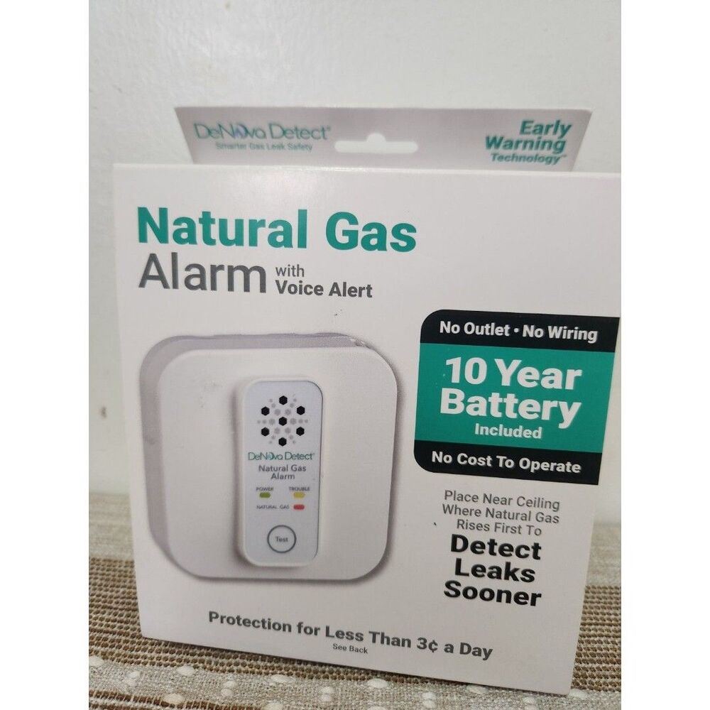 DeNova Detect Natural Gas Alarm with Voice Alert 10 Year BatteryDeNova Detect Na